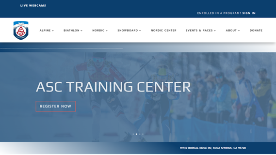Screenshot of ASC Training Center homepage